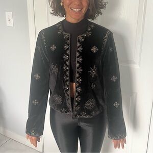 Christian Siriano Black Embroidered Bomber Jacket